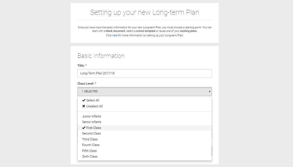 Setting up your new Long-term Plan